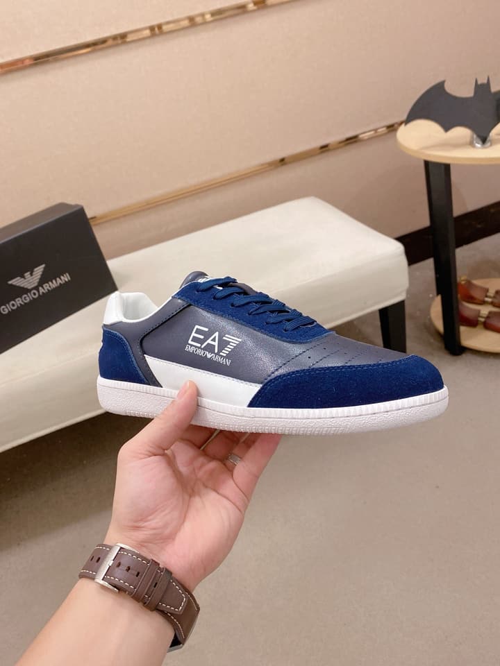 Armani Italian Leather Luxury Sneakers – New Collection in Bright Red