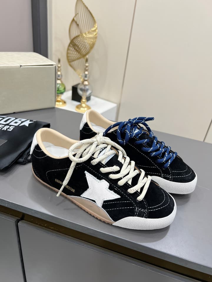 Golden Goose GGDB Star Distressed Sneakers in Black Suede
