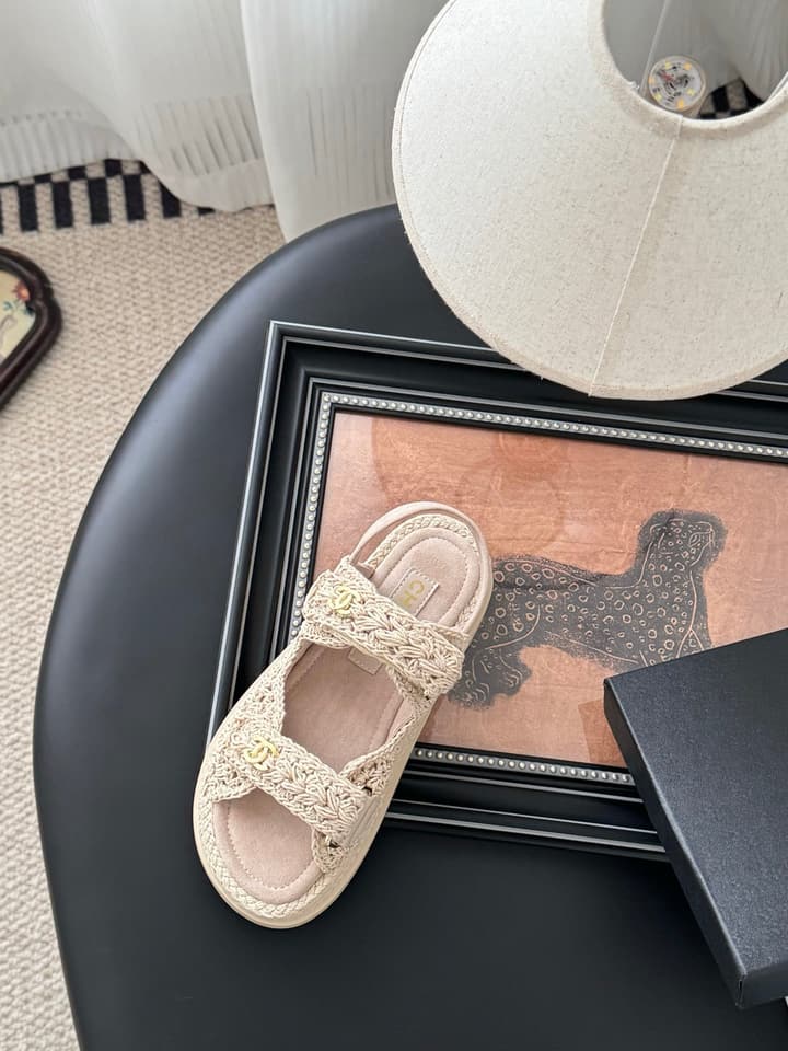 Chanel Velcro Flat Sandals – 25SS Collection in Beige