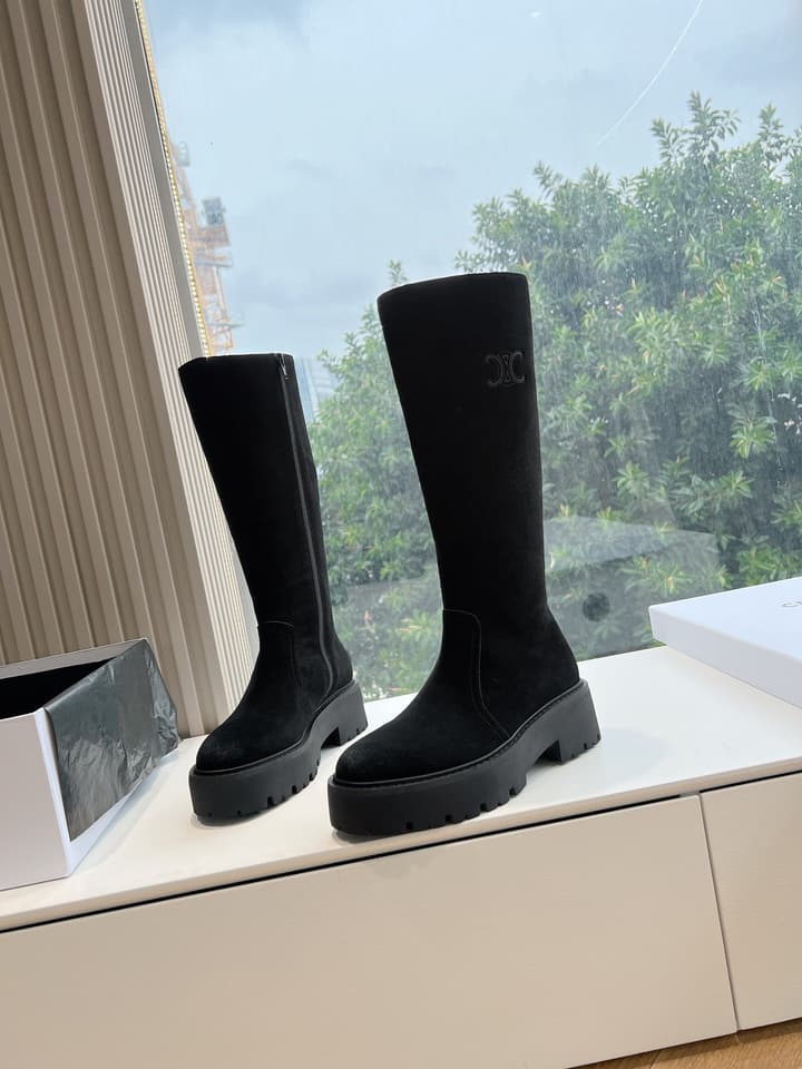 Celine Triomphe Knee-High Boots – 2023 Autumn/Winter Collection in Black