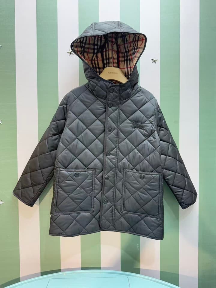 Burberry Mid-Length Puffer Jacket – Kids Collection – 25AW in Dark Charcoal Quilted Jacket