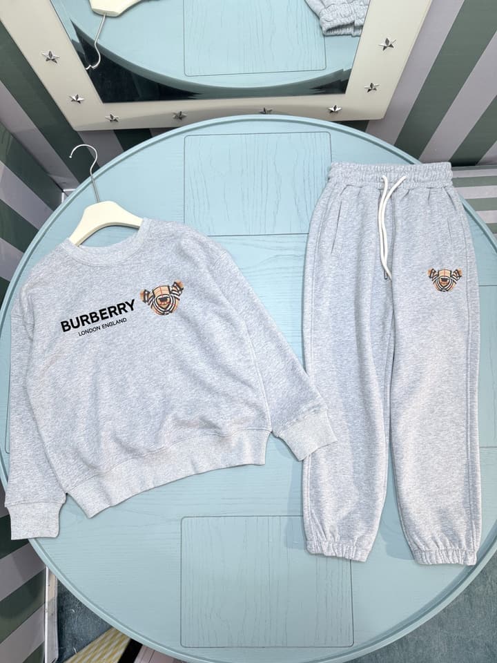 Burberry Kids Crewneck Sweatshirt Set – 2025FW in Heather Grey Set