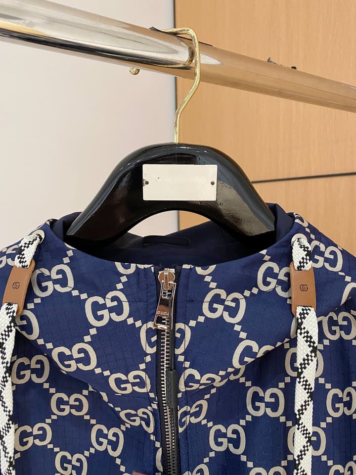 Gucci New Collection Runway Jacket in White And Navy Checkered