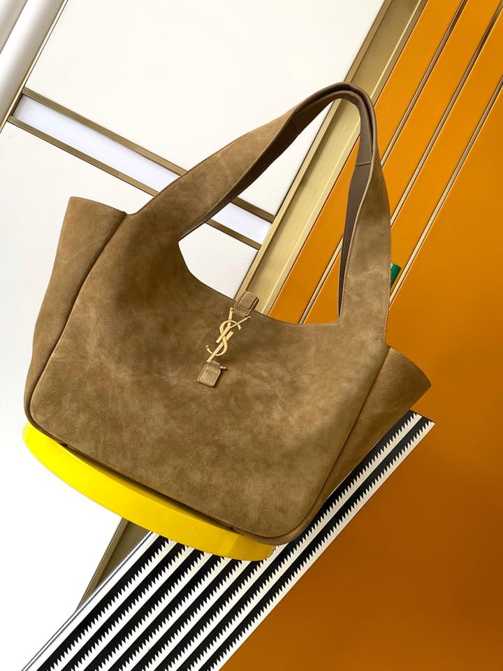 Saint Laurent BEA Deerskin Tote Bag in Antique Gold