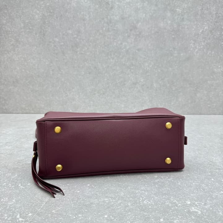Balenciaga Carrie Leather Bowling Bag – Small in Burgundy