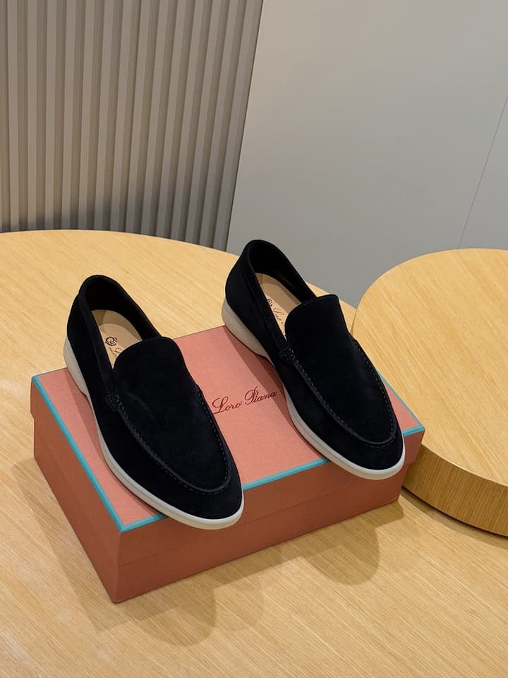 Loro Piana Italian Handmade Suede Driving Shoes in Black Suede