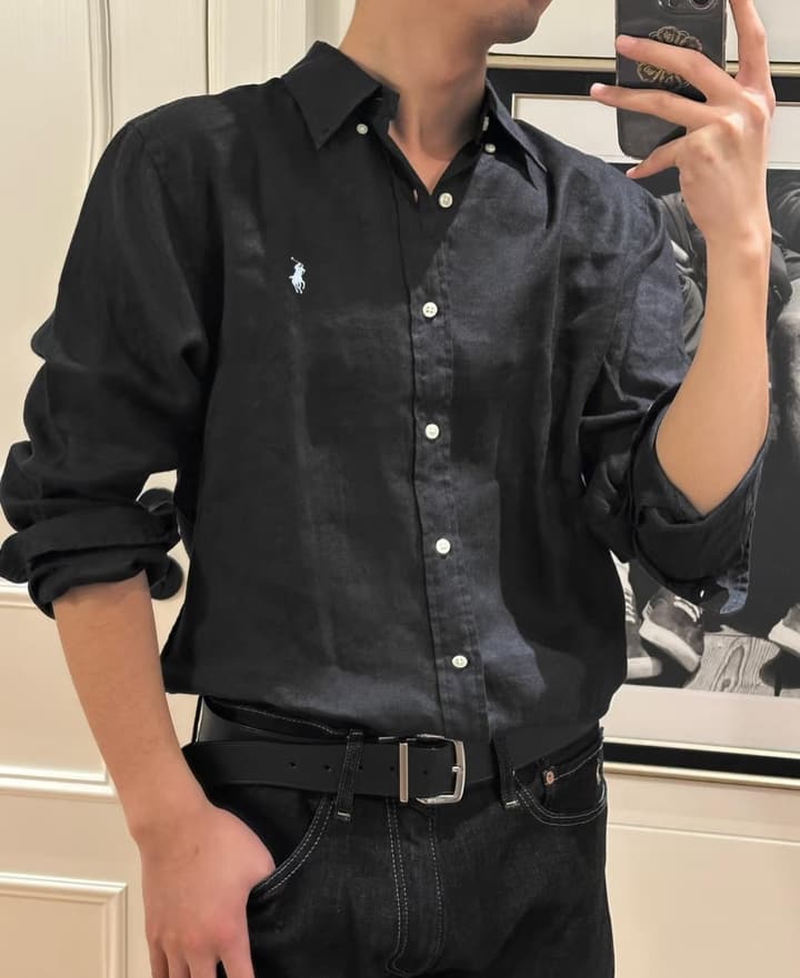 Ralph Lauren Pony Logo Linen Shirt – Spring/Summer Collection in Black