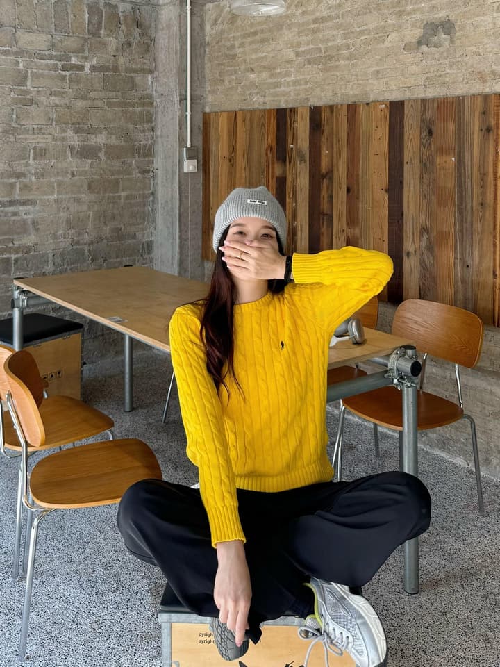 Ralph Lauren Polo Cable Knit Sweater in Bright Yellow