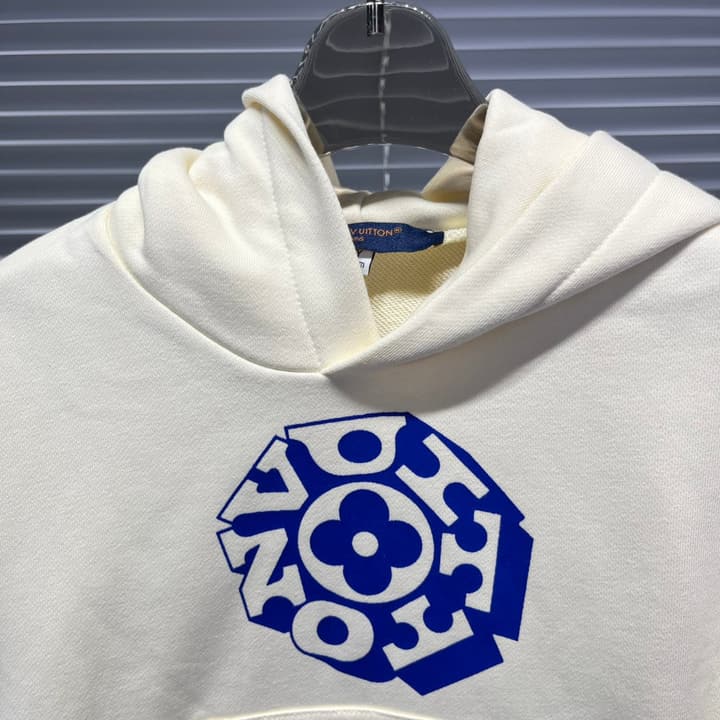 Louis Vuitton Spherical Graphic Hoodie – 25SS in Light Beige With Blue Pattern