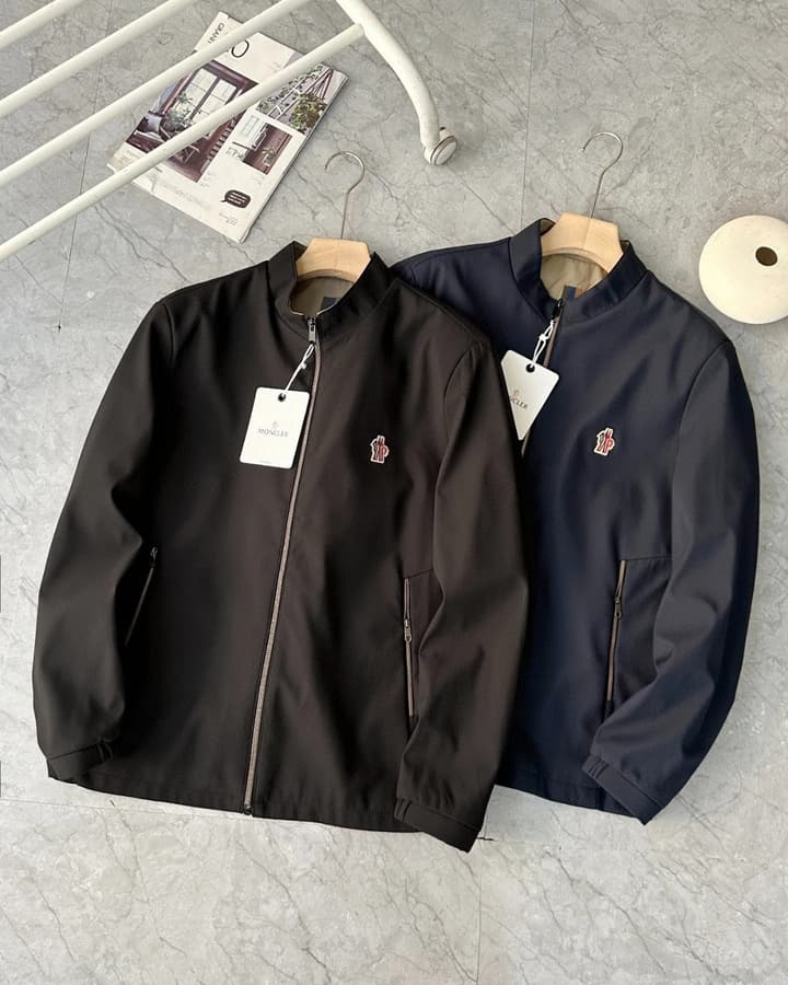 Moncler Stand Collar Logo Jacket – 2025 Fall Collection in Black