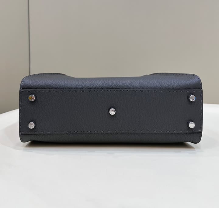 Fendi Classic Peekaboo Handbag in Classic Black With Patterned Strap