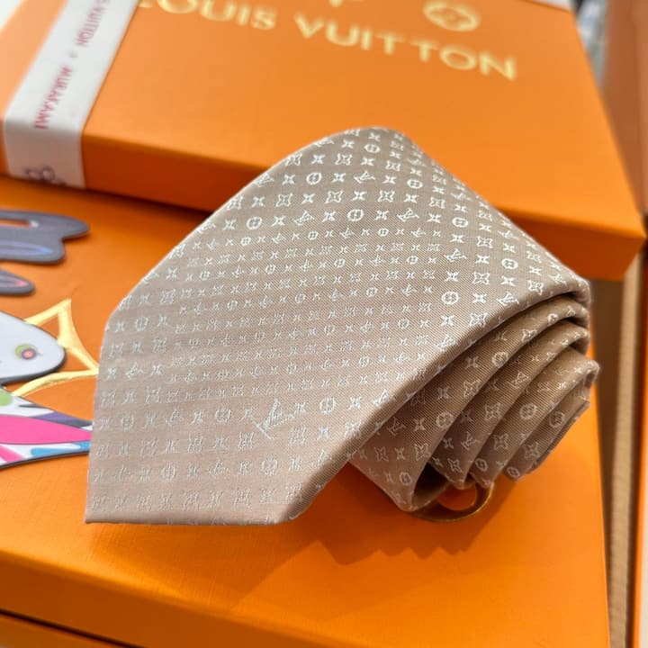 Louis Vuitton Damier Silk Tie in Charcoal Grey