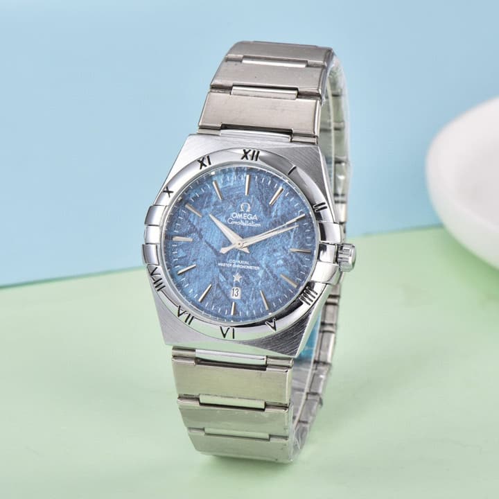 Omega Constellation Series Mechanical Watch in Black Bezel Green Dial