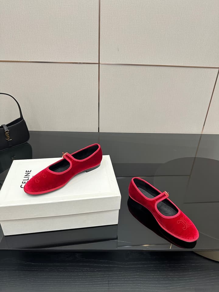 Celine Velvet Mary Jane Flats – 25 Collection in Black Velvet