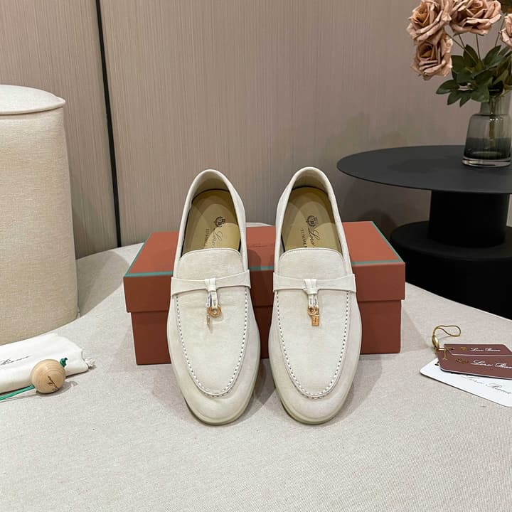 Loro Piana Summer Charms Walk Moccasin Loafers in Black Leather