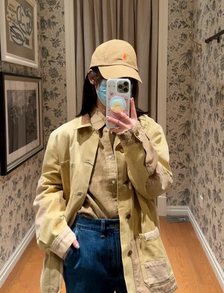 Ralph Lauren Barn Washed Distressed Jacket – 2025 Spring New in Classic Mustard Tan