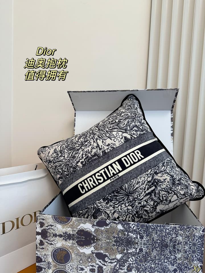 Dior Limited Edition Home Pillow in Black And White Toile Pattern