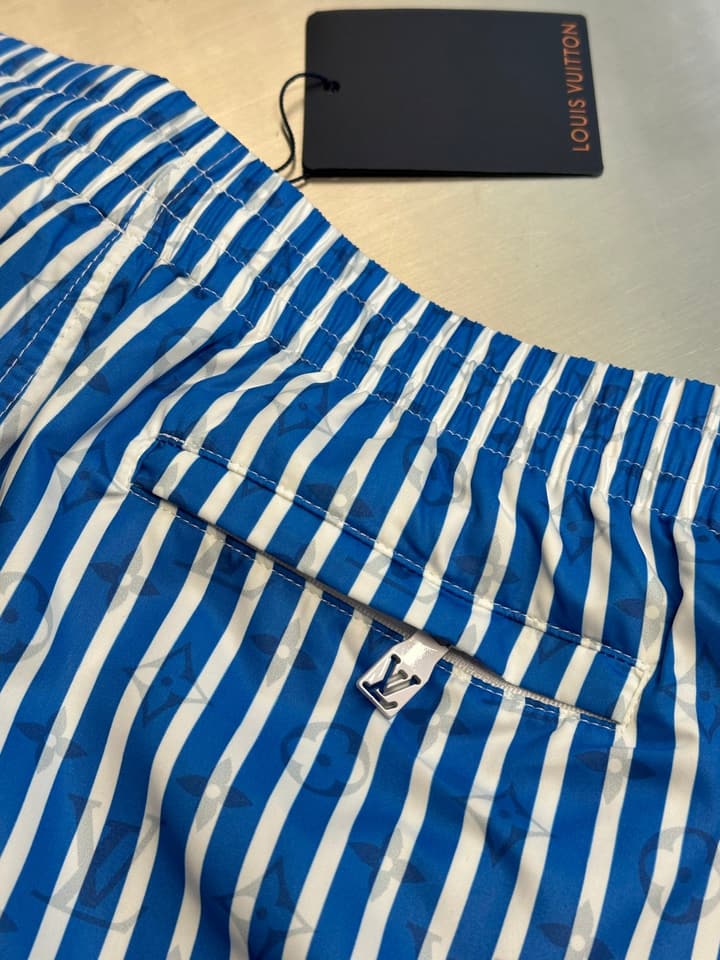 Louis Vuitton Striped Print Beach Shorts in Blue