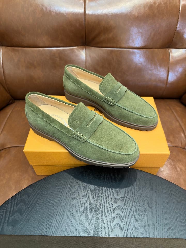 Tod's Suede Calfskin Loafers in Cognac Suede