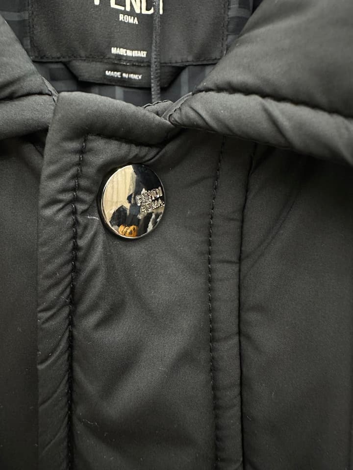 Fendi Black Collar Padded Jacket in Black Padded Jacket