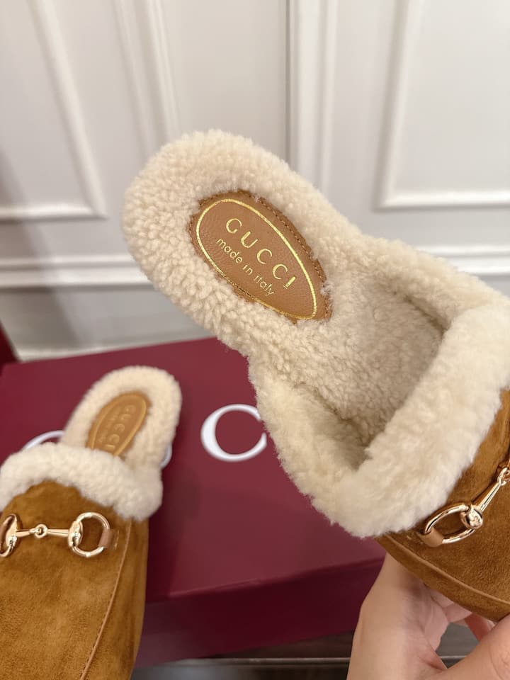 Gucci Princetown Merino Wool Mules in Black Suede With Silver Hardware