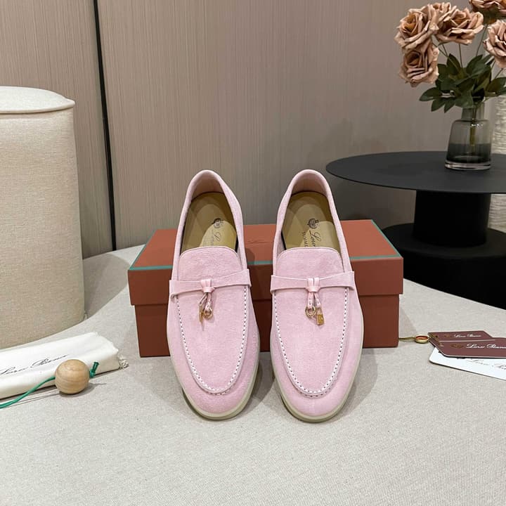 Loro Piana Summer Charms Walk Moccasin Loafers in Black Leather