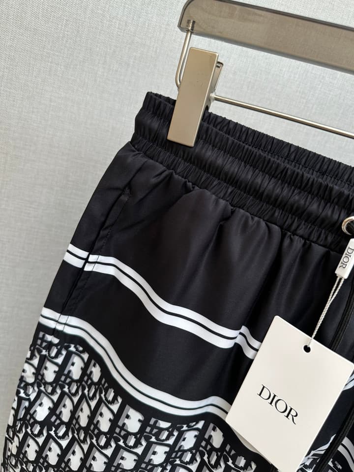 Dior Men's Casual Beach Shorts – 2025SS Collection in Black Dior Band Monogram