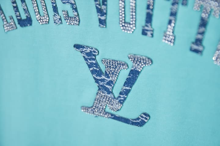 Louis Vuitton Denim Patchwork Rhinestone T-Shirt – 26SS Early Spring Collection in Black