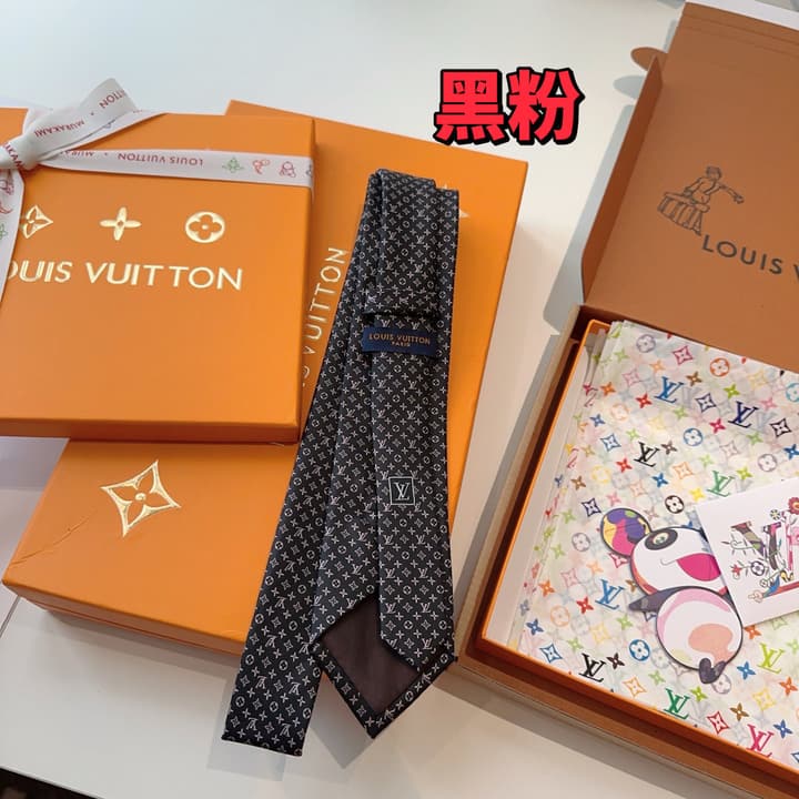 Louis Vuitton Monogram Jacquard Silk Tie in Black and White