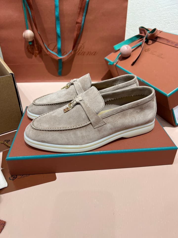 Loro Piana Classic Suede Backless Mules in Ash Blue Suede