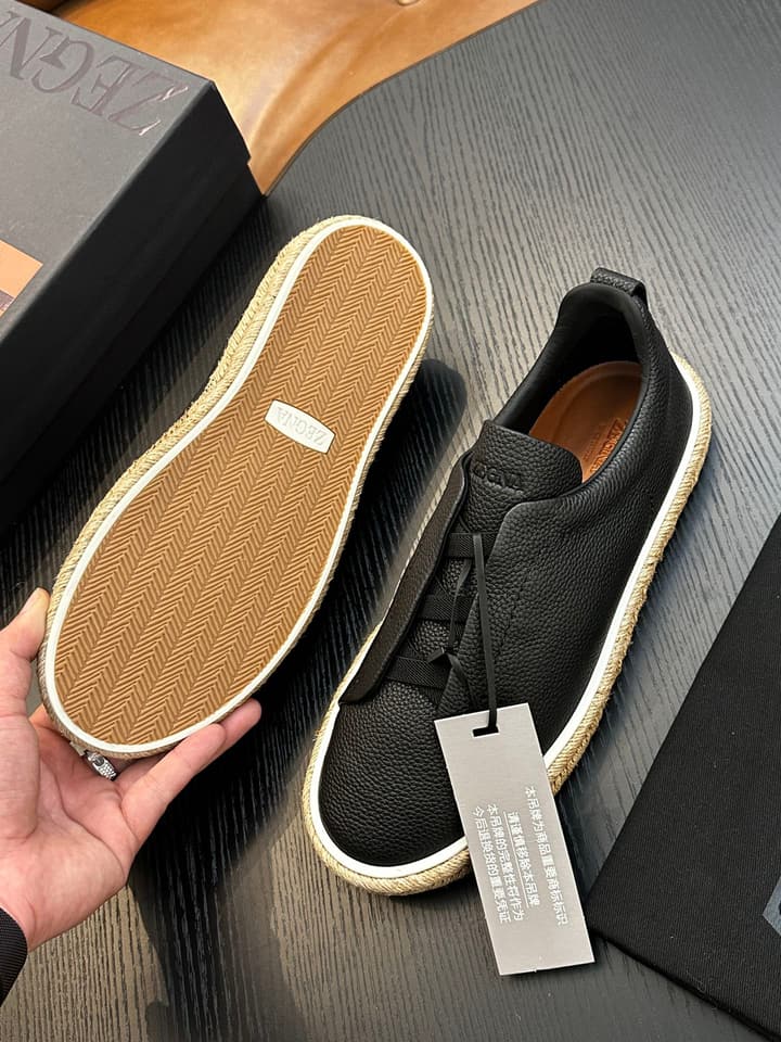 Ermenegildo Zegna Triple Stitch Low-Top Sneakers in Black Suede