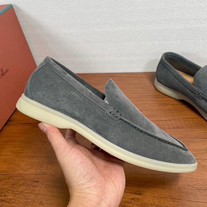 Loro Piana Suede Slip-On Loafers in Black Suede