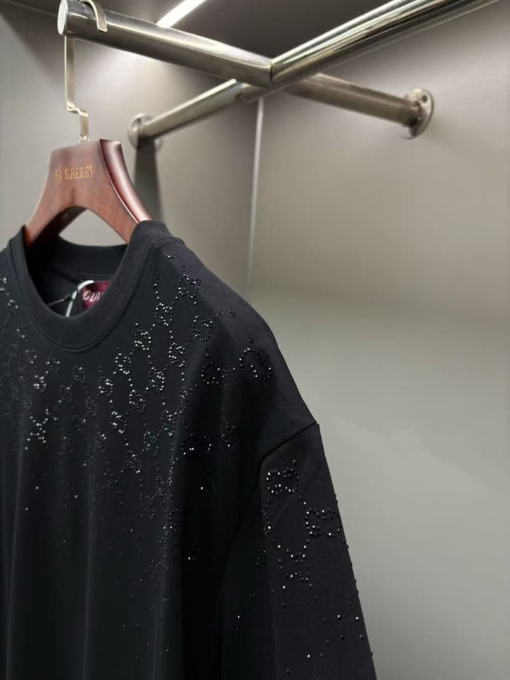 Gucci Crystal-Embellished Cotton T-Shirt – Spring/Summer Collection in Classic Black