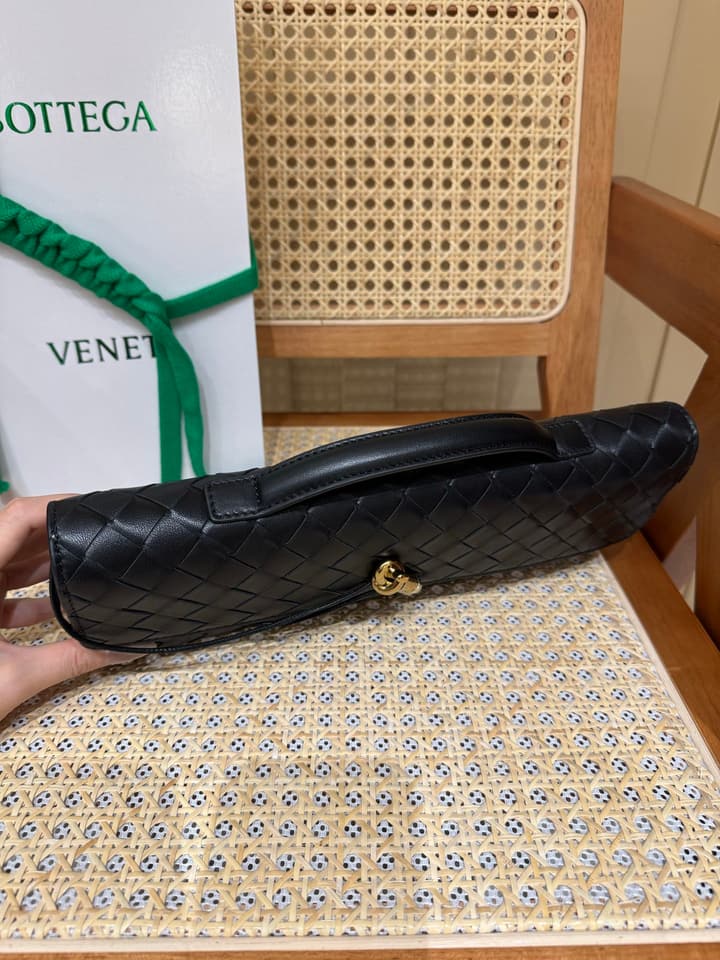 Bottega Veneta Andiamo Clutch Bag in Black Intrecciato