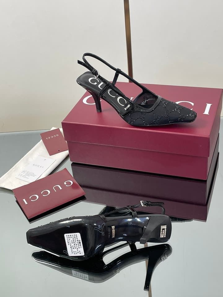 Gucci Cosmogonie GG Crystal Slingback Sandals – 2025 Early Autumn Collection in Black Crystal Gg