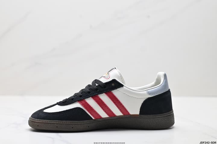 Adidas Handball Spezial Classic Retro Sneakers in Black Suede Red Stripe