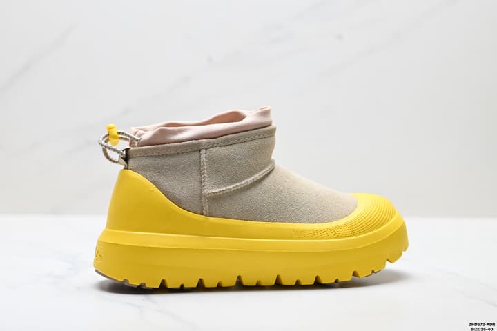 UGG Tasman Weather Hybrid Mid-Top Snow Boots in Tan Suede With Beige Sole
