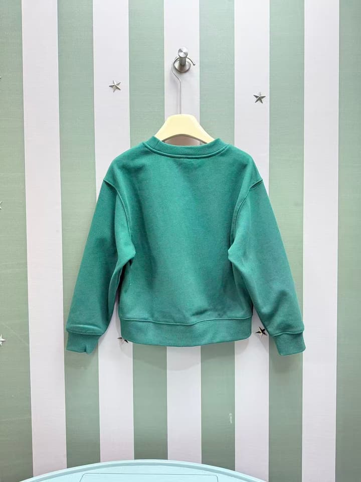 Ralph Lauren Kids Crewneck Sweatshirt – 2025FW in Muted Teal Bear Graphic