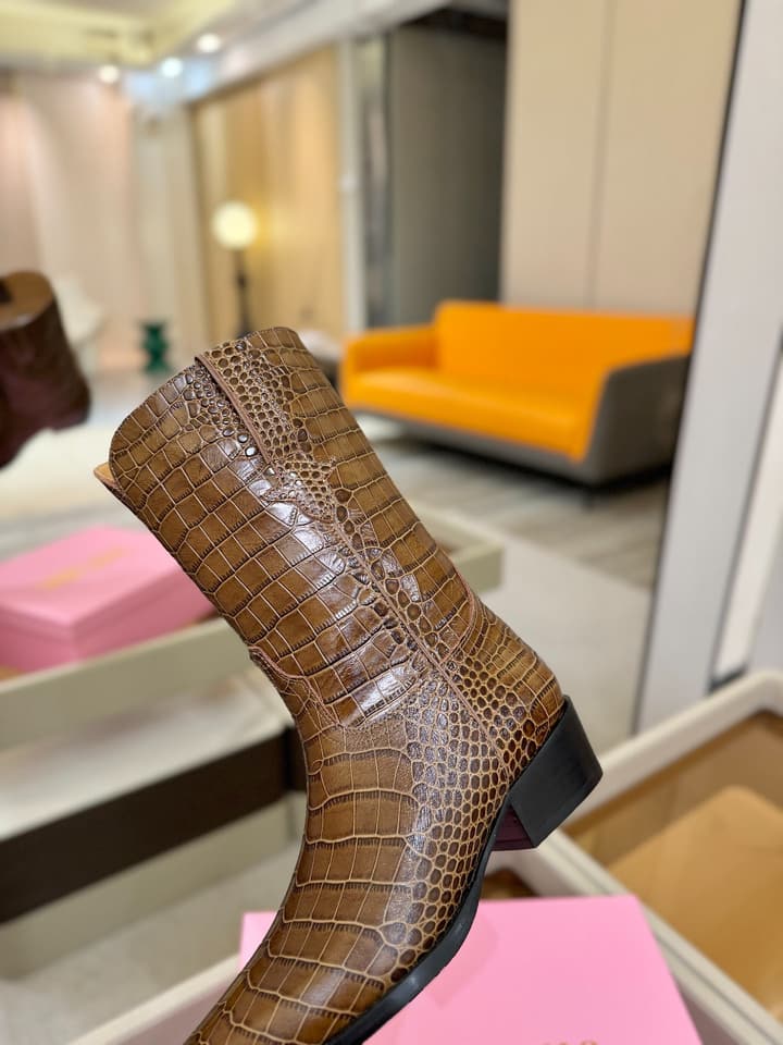 Paris Texas Western Ankle Boots in Embossed Black