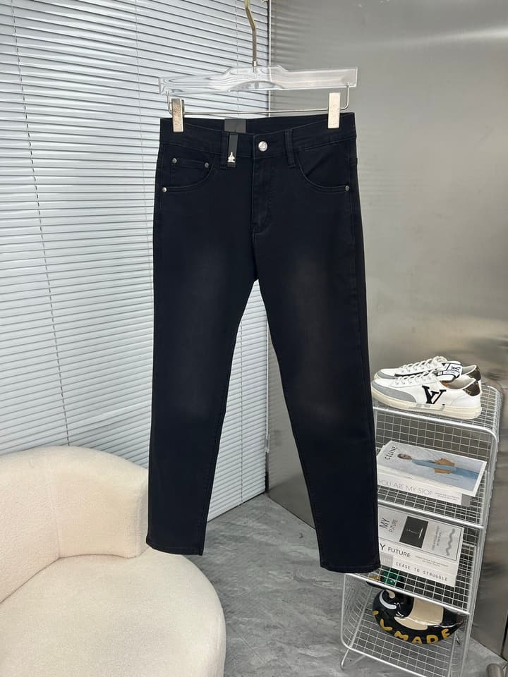 Prada Men's Washed Denim Jeans – 2025 Collection in Solid Black