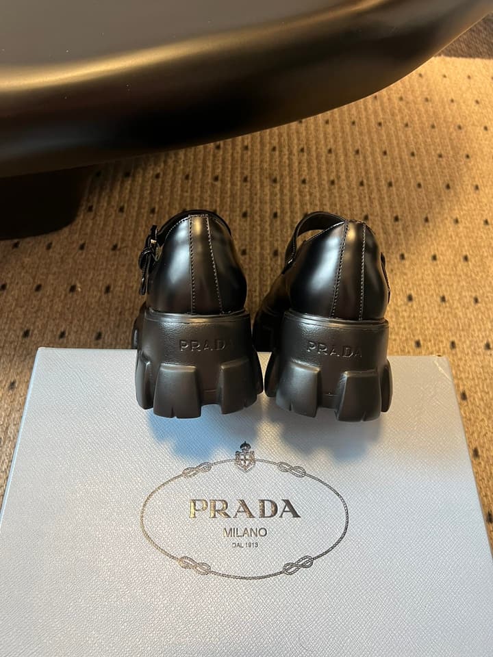 Prada Thick-Soled Mary Jane Shoes – 25SS in Glossy Black