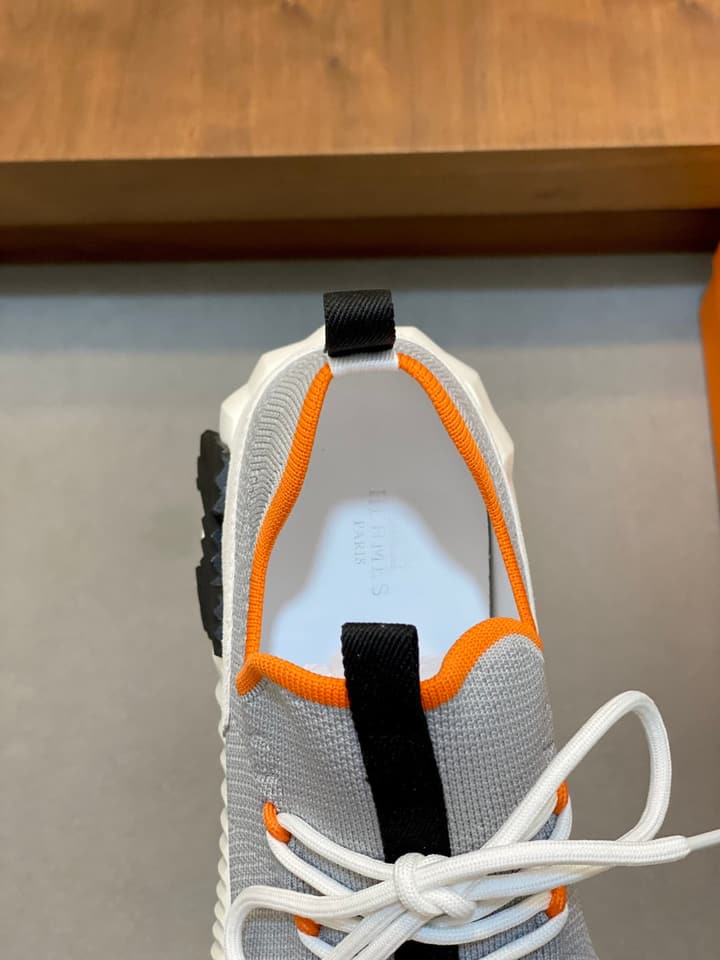 Hermès Suede and Denim Canvas Sneakers in Black And White