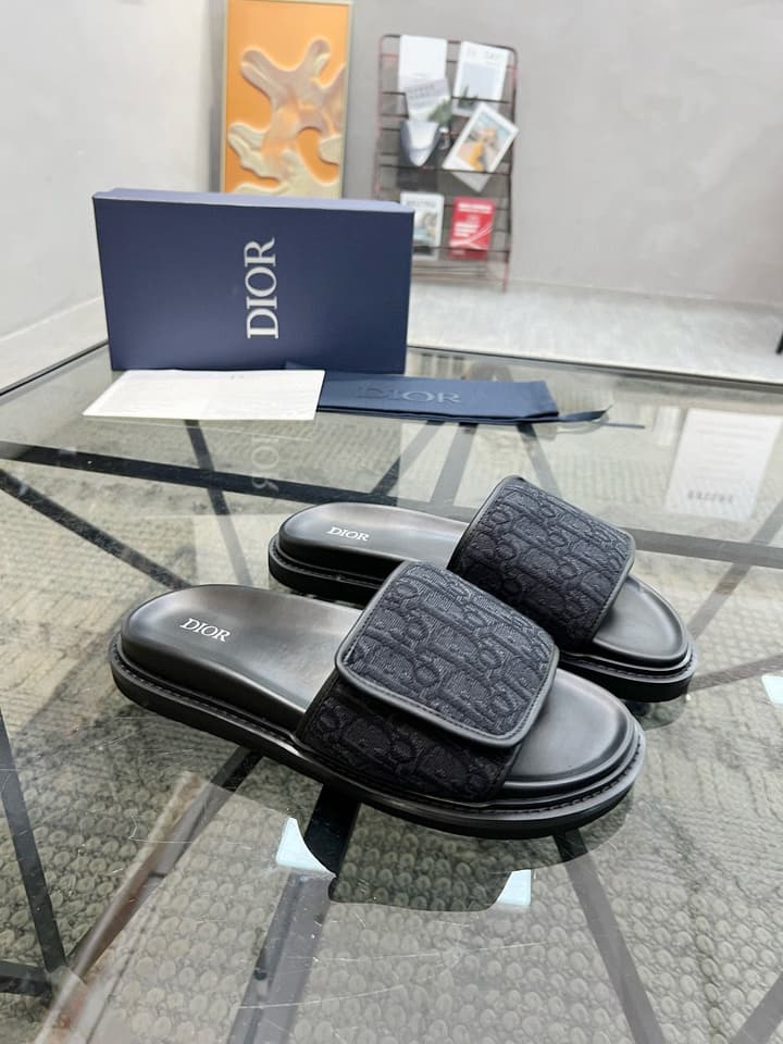 Dior Luxury Slides in Black Textured