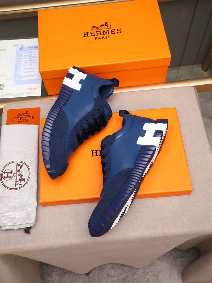 Hermès Bouncing Men's Sport Sneakers in Navy Blue