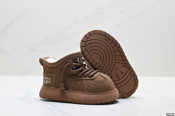 UGG Kids Leather Snow Boots – Kids Collection in Dark Chestnut Brown