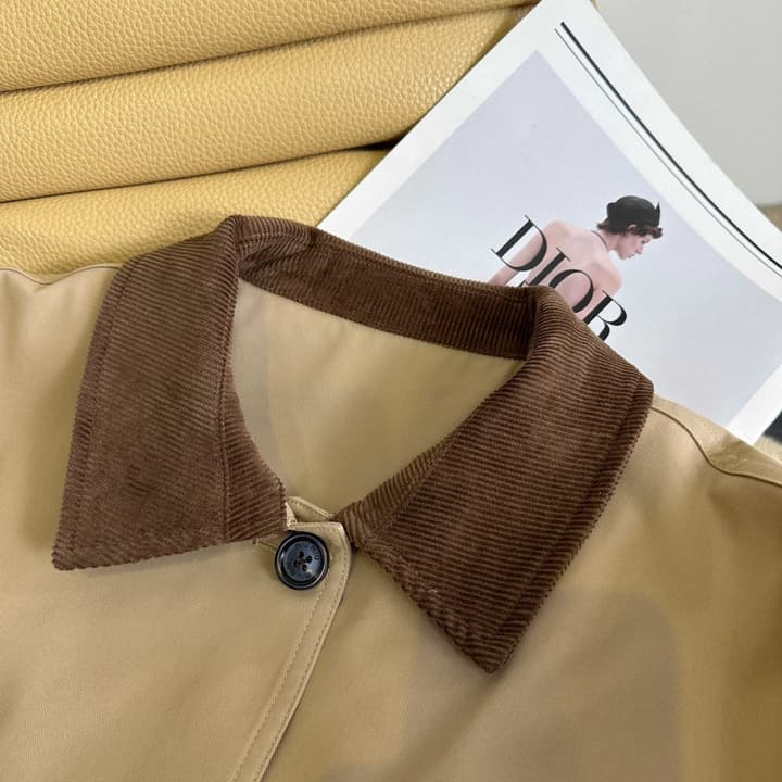 Miu Miu Collar Patchwork Trench Coat – 25SS in Creamy Beige