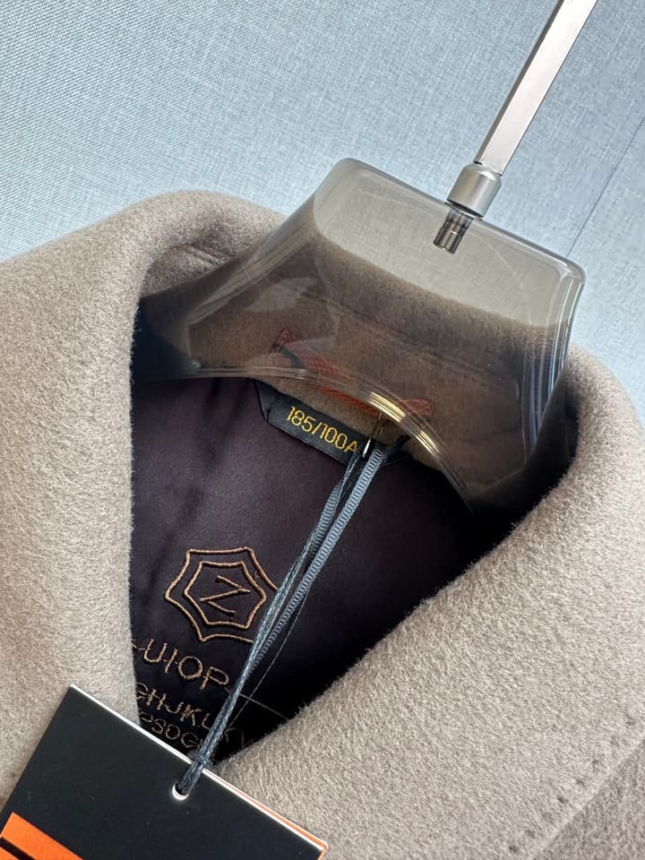 Zegna Italian Luxury Wool Coat in Camel Beige