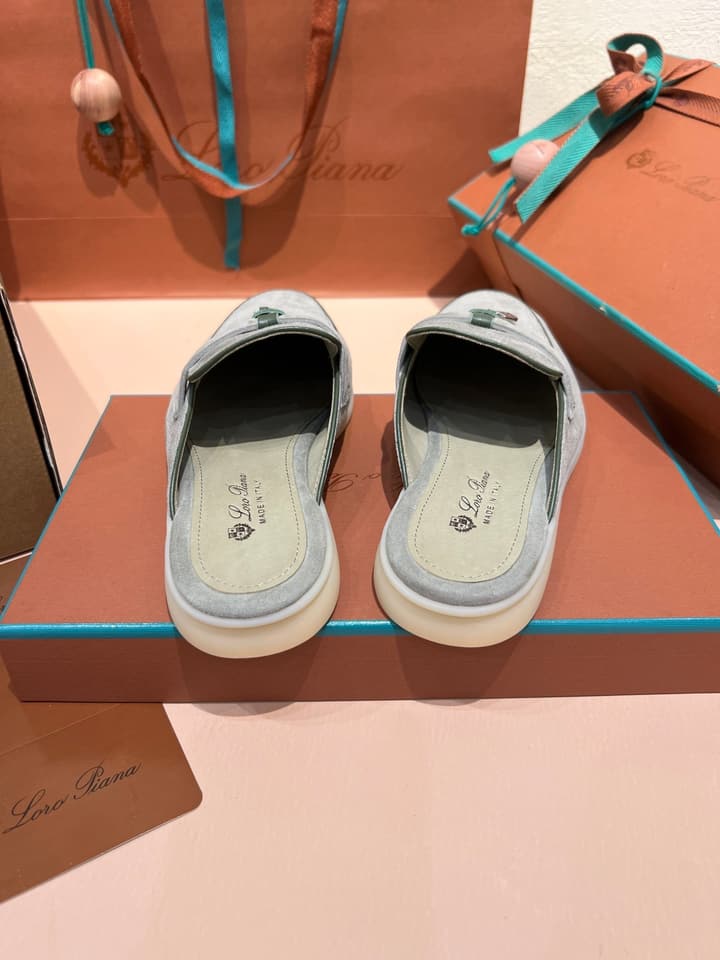 Loro Piana Women's Mules in Aqua Blue Suede