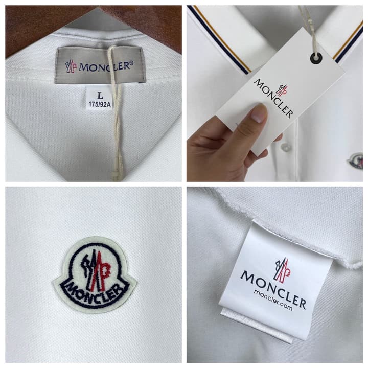 Moncler Classic Embroidered Long-Sleeve Polo Shirt in Black Polo - Hanging Display