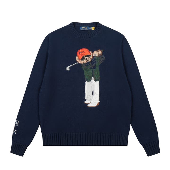 Ralph Lauren Bear Golf Knitted Sweater – Autumn/Winter Collection in Navy Blue Bear Martini